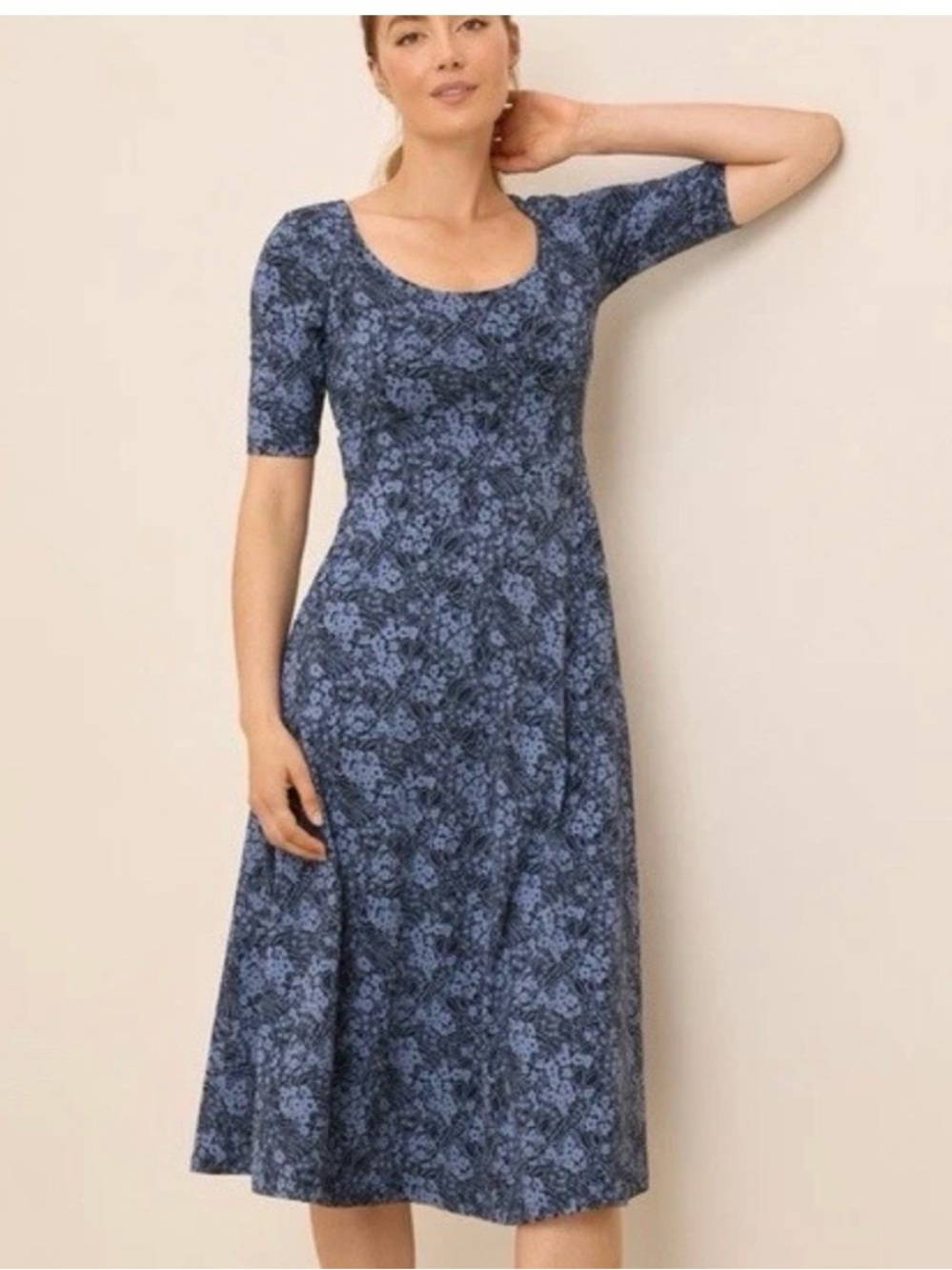 Pact Blue Floral Midi Dress
